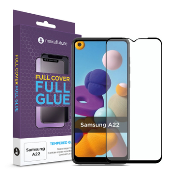 Захисне скло та плівка MakeFuture Samsung A22 Full Cover Full Glue (MGF-SA22)