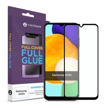 Защитное стекло и пленка  MakeFuture for Samsung Galaxy A03s SM-A037 Full Cover Full Glue 0.25mm (MGF-SA03S)
