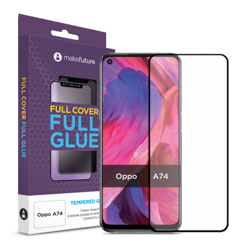 Захисне скло та плівка MakeFuture Oppo A74 Full Cover Full Glue (MGF-OPA74)