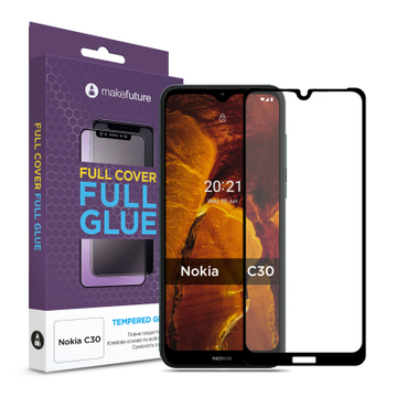 Захисне скло та плівка MakeFuture Nokia C30 Full Cover Full Glue (MGF-NC30)