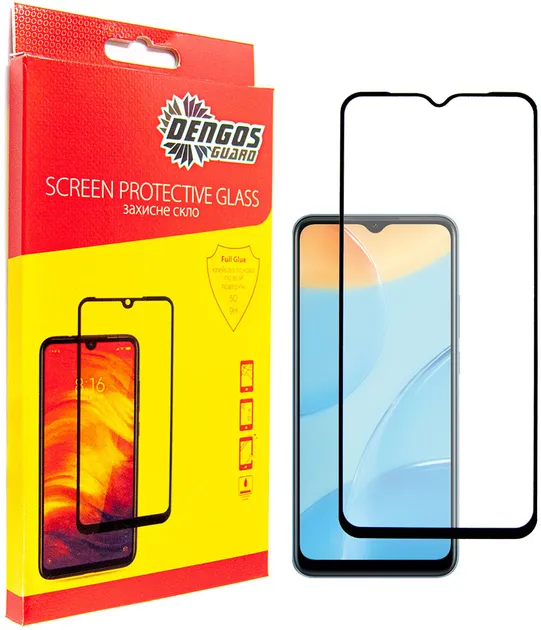 Защитное стекло Dengos for Oppo A16 Black Full Glue (TGFG-206)