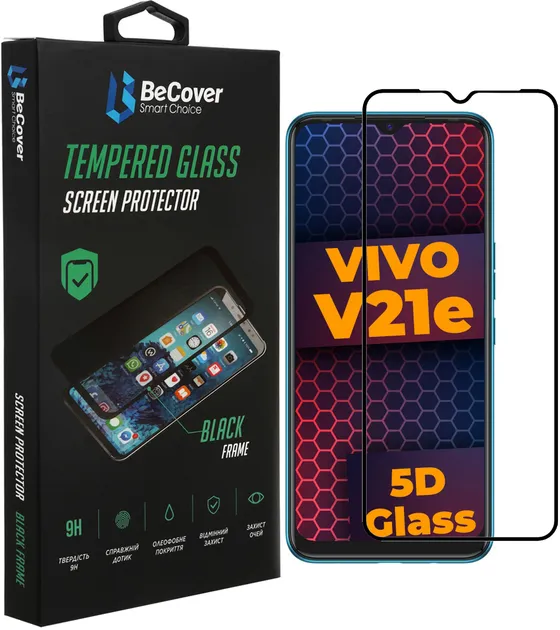 Защитное стекло BeCover for Vivo V21E Black (707246)