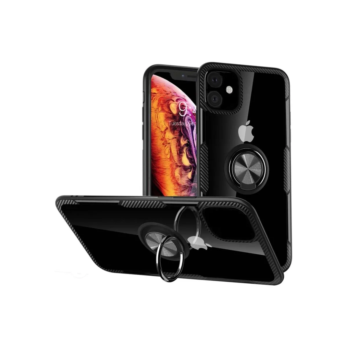 Чохол-накладка Drobak Magnetic Ring Case with Airbag for Apple iPhone 12 Black (707017)