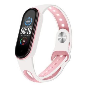 Ремінець для фітнес браслета BeCover Sport Style для Xiaomi Mi Smart Band 5 White-Pink (705174)