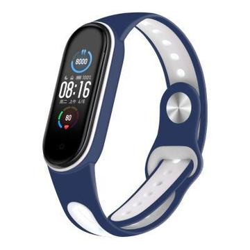 Ремешок для фитнес браслета BeCover Sport Style for Xiaomi Mi Smart Band 5/Mi Smart Band 6 Blue-White (705171)