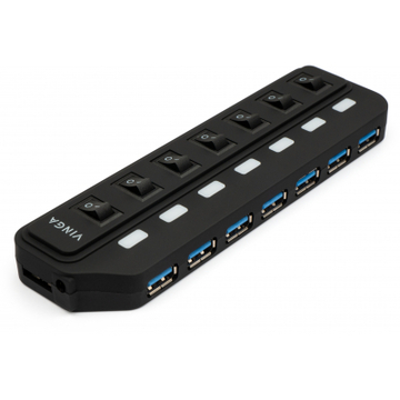 USB Хаб Vinga USB3.0 to 7*USB3.0 HUB with switch and power adapter (VHA3A7SP)