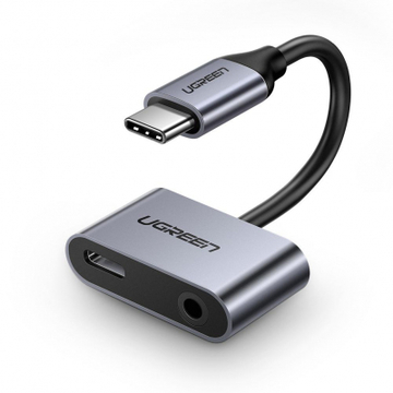 USB Хаб Hub Type-C M to 3.5mm F+Type-C F Adapter CM193 (Gray) Ugreen (50596)