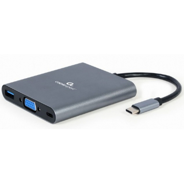 USB Хаб Cablexpert USB-C 6-in-1 (Hub3.1/HDMI/VGA/PD/card-reader/audio) (A-CM-COMBO6-01)