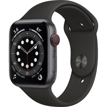 Смарт-часы Apple Watch Series 6 GPS+ LTE 44mm Space Gray Aluminum Case with Black Sport Band (M07H3)