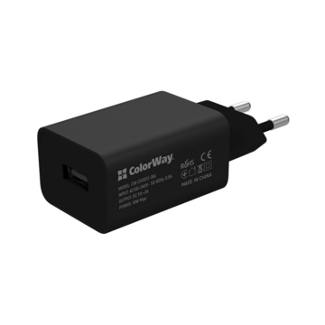 Зарядное устройство ColorWay (1USBx2A) Black (CW-CHS012CL-BK) + Lightning