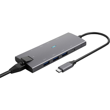 USB Хаб Dynamode USB Type-C to HDMI 4K + Mini DP + 3хUSB3.0 + Gigabit RJ45+ U (Dock-9-in-1-TypeC-HDMI-Mini-DP-USB3.0-RJ45)