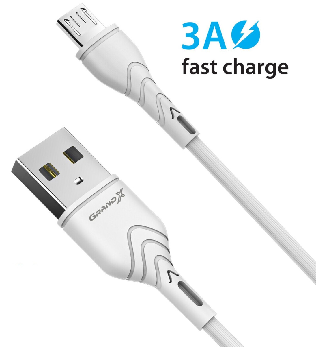 Кабель синхронізації Grand-X USB-microUSB White (PM-03W)