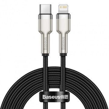 Кабель синхронизации Baseus Cafule Metal USB-C-Lightning, 2м Black (CATLJK-B01)