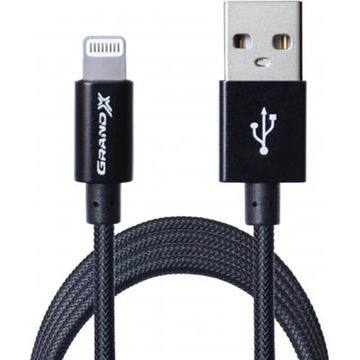 Кабель синхронізації Grand-X USB-Lightning FL01 MFI 1,2m Black