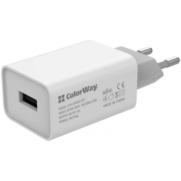 Зарядное устройство ColorWay 1 USB AUTO ID 2A (10W) White (CW-CHS012-WT)