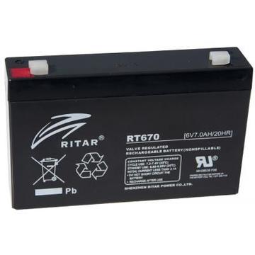 Акумуляторна батарея для ДБЖ Ritar RT670, 6V-7.0Ah (RT670)