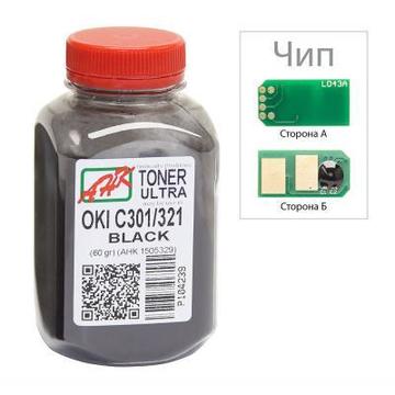 Картридж AHK OKI C301/321, 60г Black+chip (1505325)