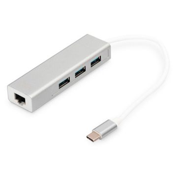 USB Хаб Digitus USB-C - USB 3.0 3 Port Hub + Gigabit Ethernet (DA-70255)