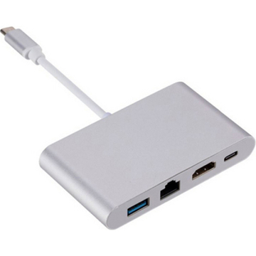 USB Хаб Dynamode USB3.1 Type-C to 1хHDMI, 1хRJ-45, 1хUSB 3.0, 1хUSB Type-C Fe (Multiport USB 3.1 Type-C to HDMI-RJ45)