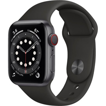 Смарт-часы Apple Watch Series 6 GPS + Cellular 40mm Space Gray Aluminium Case with Black Sport Band (M02Q3)