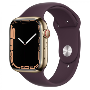 Смарт-часы Apple Watch Series 7 GPS + Cellular 41mm Gold Stainless Steel Case with Dark Cherry Sport Band (MKHY3)