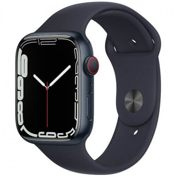 Смарт-часы Apple Watch Series 7 GPS + Cellular 45mm Midnight Aluminum Case with Midnight Sport Band (MKJ73)