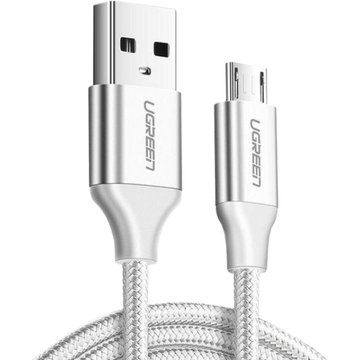 Кабель USB Ugreen USB 2.0 AM-MicroUSB M 1.5 м 3.0A (18W) Nickel Plating White (US290)