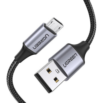 Кабель USB Ugreen USB 2.0 AM-MicroUSB M 1.5 м 3.0A (18W) Nickel Plating Black (US290)