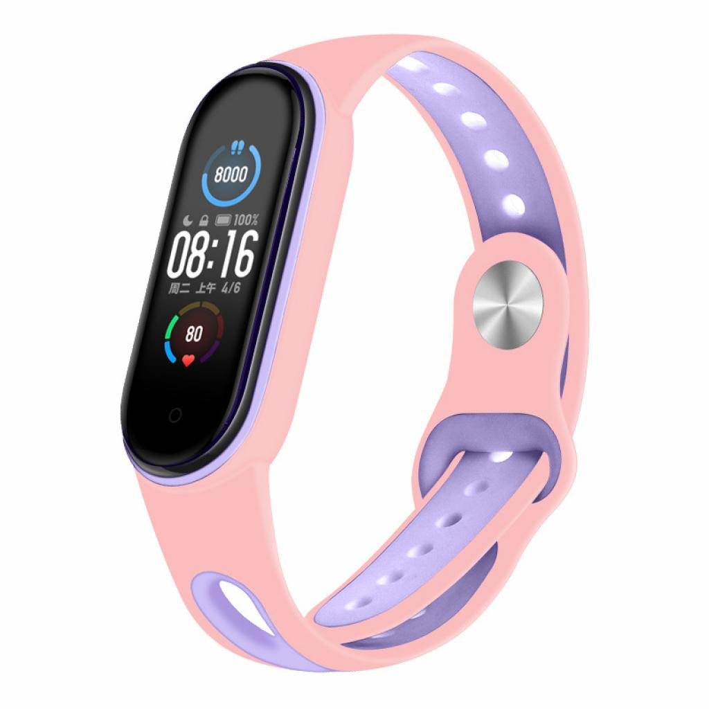 Ремешок для фитнес браслета BeCover Sport Style for Xiaomi Mi Smart Band 5/Mi Smart Band 6 Pink-Purple (705172)