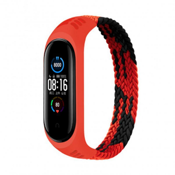 Ремінець для фітнес браслета BeCover Elastic Nylon Style for Xiaomi Mi Smart Band 5/Mi Smart Band 6 Size S Black/Red (706135)