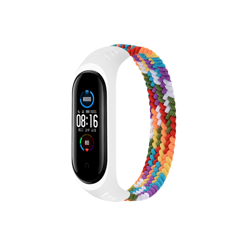 Ремінець для фітнес браслета BeCover Elastic Nylon Style for Xiaomi Mi Smart Band 5/Mi Smart Band 6 Size L Rainbow (706165)