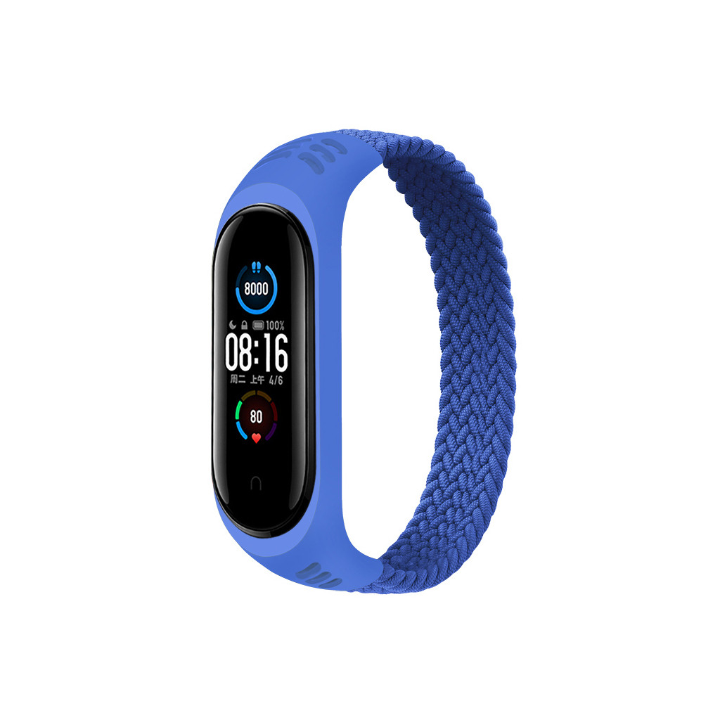 Ремешок для фитнес браслета BeCover Elastic Nylon Style for Xiaomi Mi Smart Band 5/Mi Smart Band 6 Size L Deep Blue (706160)