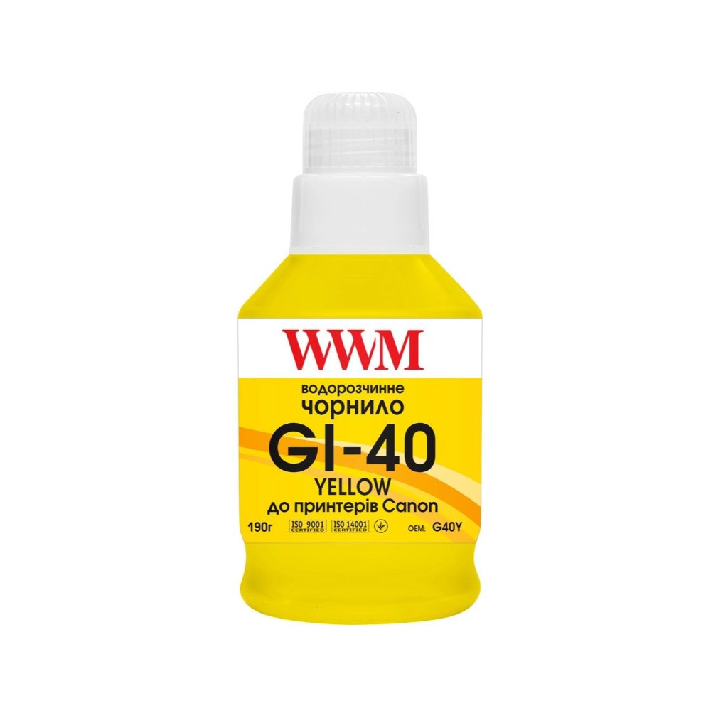 Чернило WWM Canon GI-40 для G5040/G6040 190г Yellow (KeyLock) (G40Y)