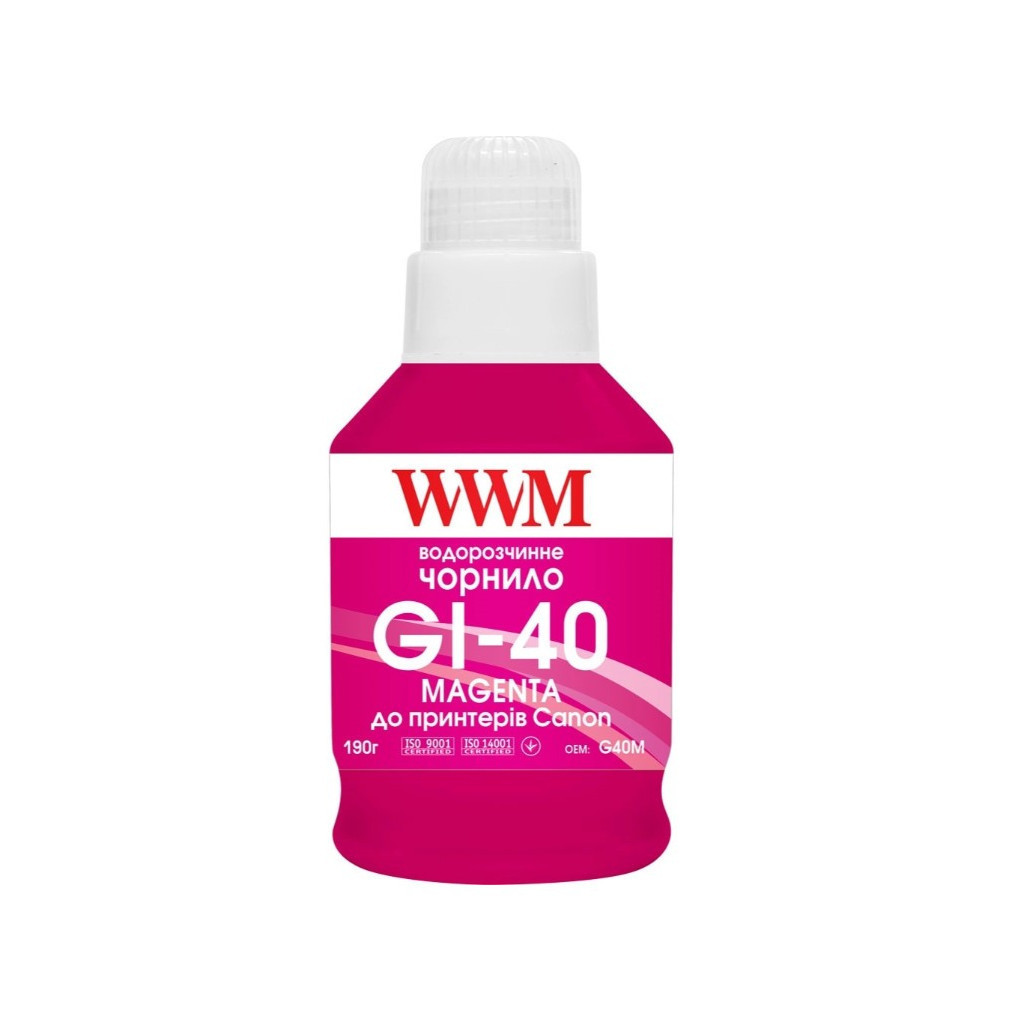 Чернило WWM Canon GI-40 для G5040/G6040 190г Magenta (KeyLock) (G40M)