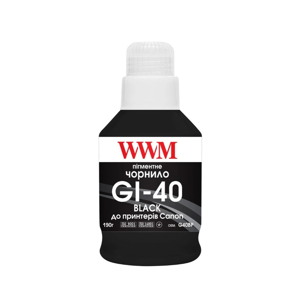 Чернило WWM Canon GI-40 для G5040/G6040 190г Black Pigmented (KeyLock) (G40BP)