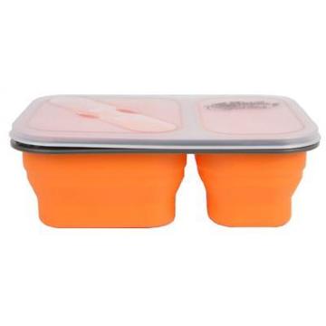 Посуда для отдыха и туризма Tramp 2 отсека силиконовый 900ml с ловилкой orange (TRC-090-orange)
