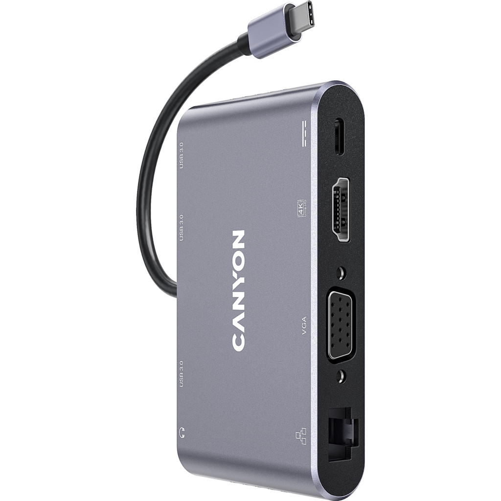 USB Хаб Canyon 8in1 DS14 Dark Gray (CNSTDS14)