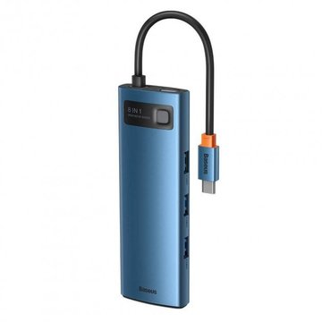 USB Хаб Baseus Metal Gleam Series 8-in-1 Multifunctional Type-C HUB Blue (WKWG000103)