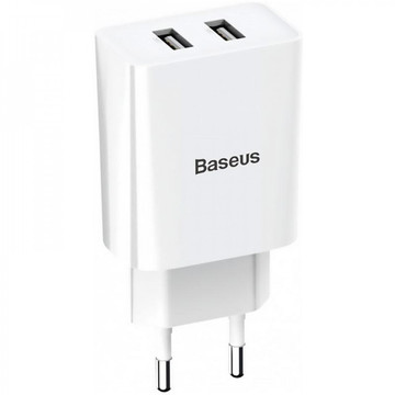 Зарядний пристрій Baseus Speed Mini Dual U Charger 10.5W White (CCFS-R02)