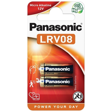 Батарейка Panasonic щелочная LRV08(A23, MN21, V23) 2 шт.