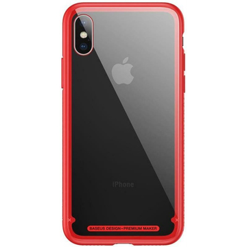 Чехол-накладка Baseus See-through Glass for Apple iPhone X Red (WIAPIPHX-YS09)
