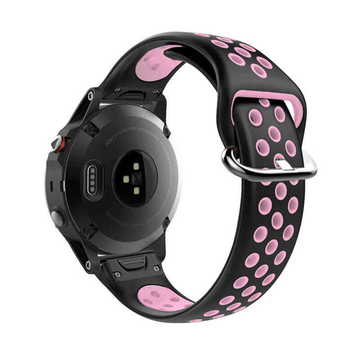 Ремінець для фітнес браслета Garmin QuickFit 22 Nike-style Silicone Band Black/Pink (QF22-NSSB-BKPK)