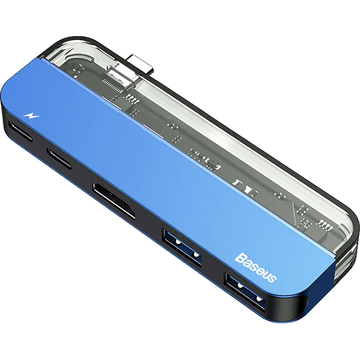 USB Хаб USB-C Baseus Transparent Series Blue (CAHUB-TD03)