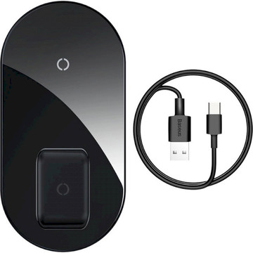 Зарядное устройство Baseus Simple 2-in-1 Wireless Charger Pro Edition Black (WXJK-C01)