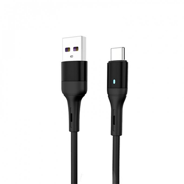 Кабель USB SkyDolphin S06T LED Smart Power USB - Type-C 1м Black (USB-000557)