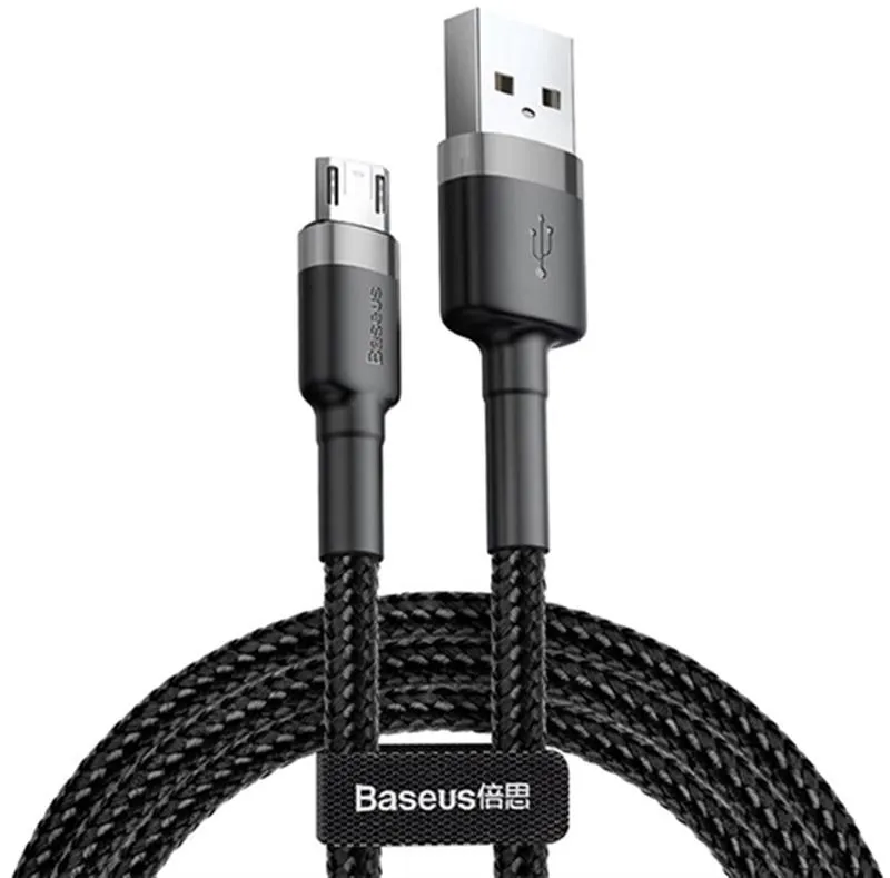 Кабель синхронізації Baseus Cafule Cable USB For Micro 2.4A 0.5M Gray+Black (CAMKLF-AG1)