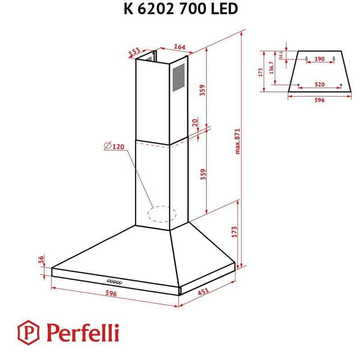 Вытяжка Perfelli K 6202 I 700 LED