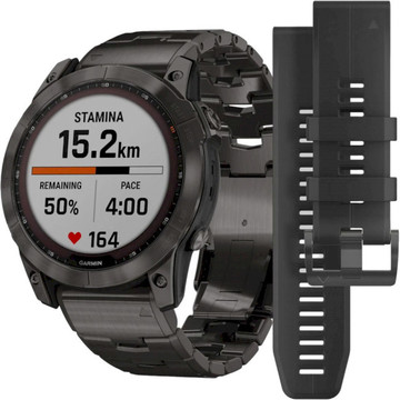 Смарт-годинник Garmin fenix 7X Sapph Sol Carbon Gray DLC Ti, GPS (010-02541-27)