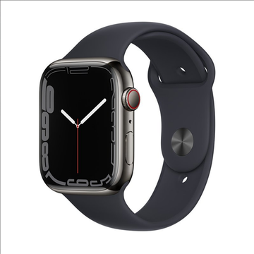 Смарт-годинник Apple Watch Series 7 45mm (GPS+LTE) Graphite Stainless Steel Case with Midnight Sport Band (MNAX3)