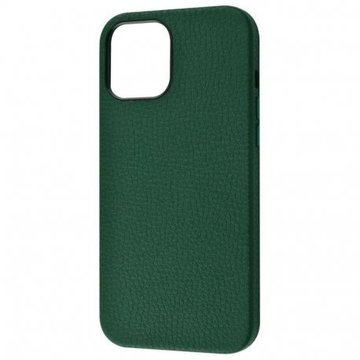 Чехол-накладка Case iPhone 12/12 Pro Genuine Leather Grainy Forest Green